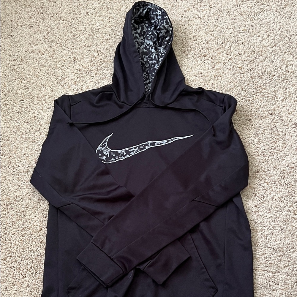 Nike Black Hoodie with Patterned Swoosh